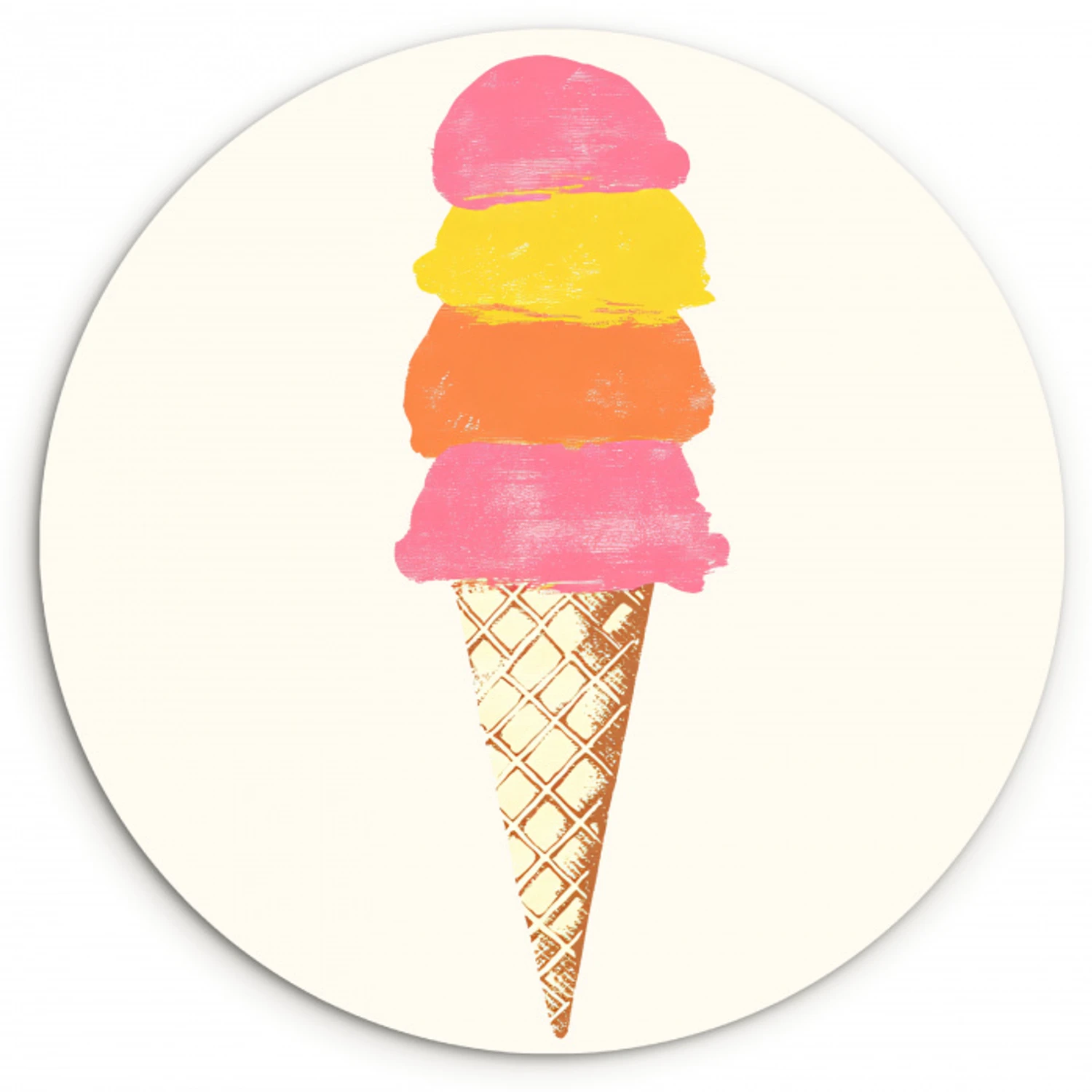 Schepijs - Hoorntje - Illustratie - Minimalistisch KitchenYeah - Keuken - Wandcirkel Forex klein -3d