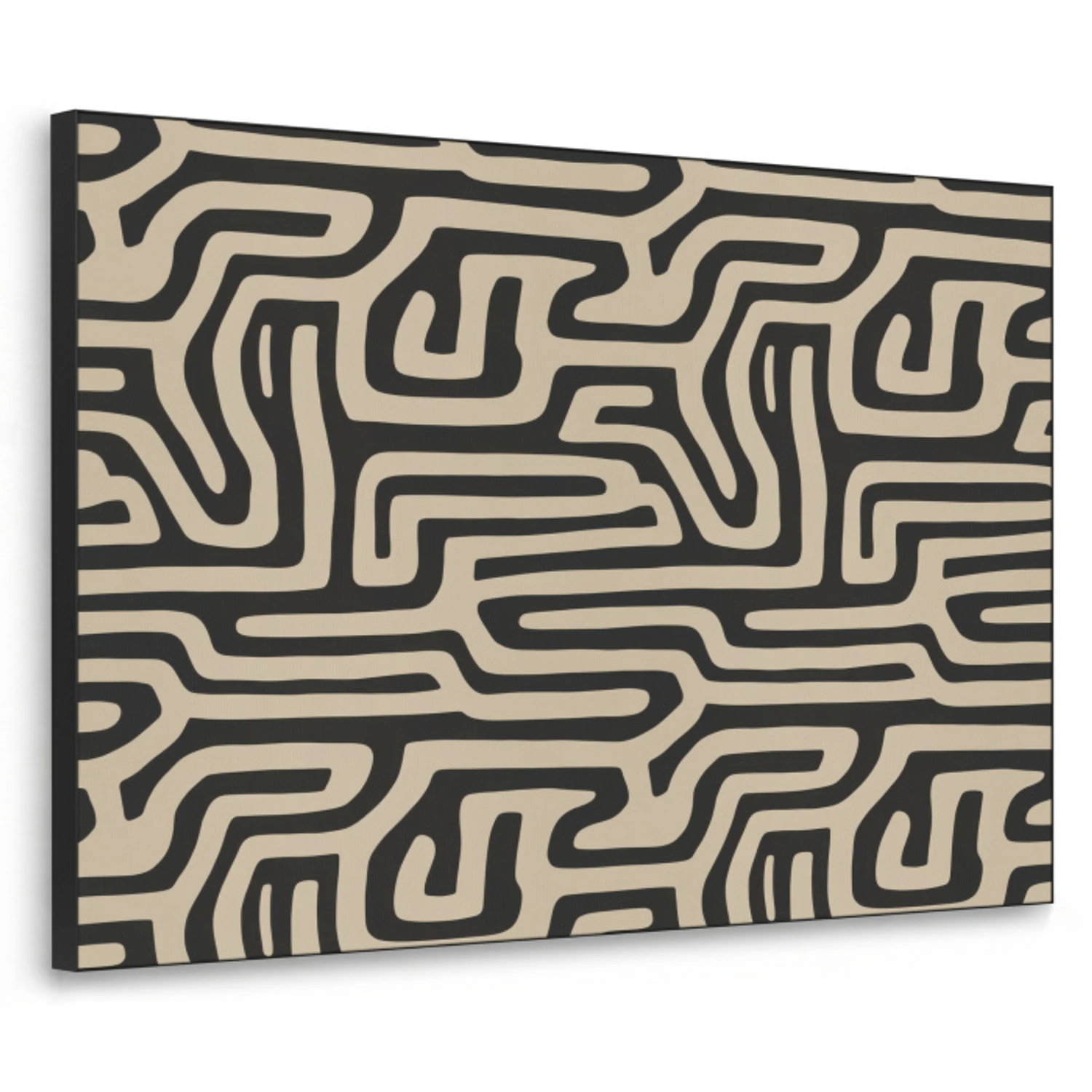 Grafisch - Lijnen - Zwart Textielframe zwart klein 947 -3d