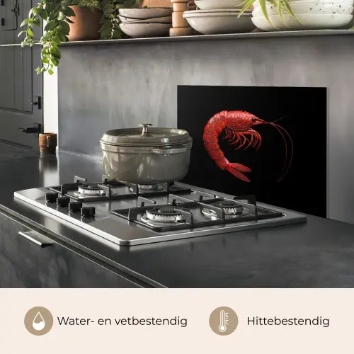 Garnaal - Rood - Dieren keuken achterwand spatscherm klein -usp_NL