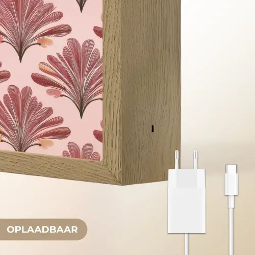 Waaier -  Roze - Rood Light Box met batterij (Wandlamp) middel 907 -USP_websiteoplaadbaarNL