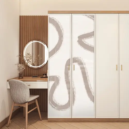 Moderne kunst - Beige - Abstract deurposter klein -sfeer3