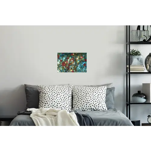 Vogel - Tak - Rozen - Mozaïek Muursticker klein -slaapkamer