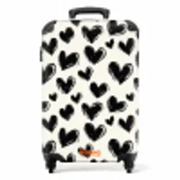 Hartjes - Patroon - Zwart NBS - Handbagage koffer - Volwassenen Unisex middel -productfoto_recht