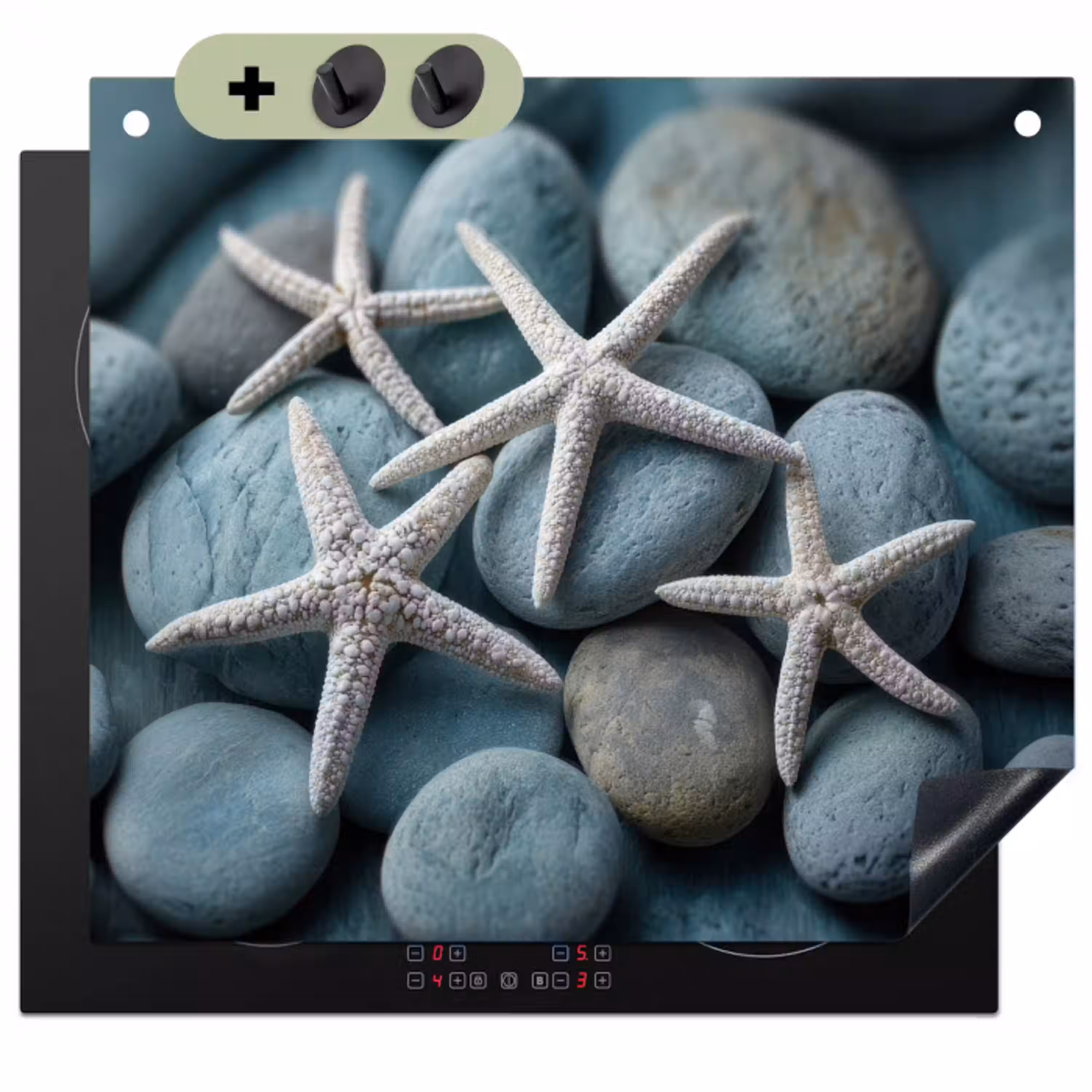 Zeesterren - Stenen - Wit Inductie beschemer met haakjes klein -3d