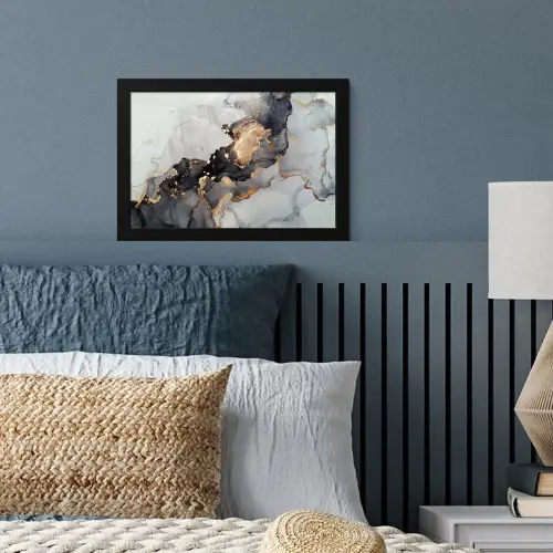 Zwart - Marmer - Luxe - Goud fotolijst zwart zonder passe partout klein -sfeer3