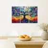 Kleurrijk - Levensboom - Bloemen - Abstract Canvas - Meerluiken 3 luik klein -sfeer4