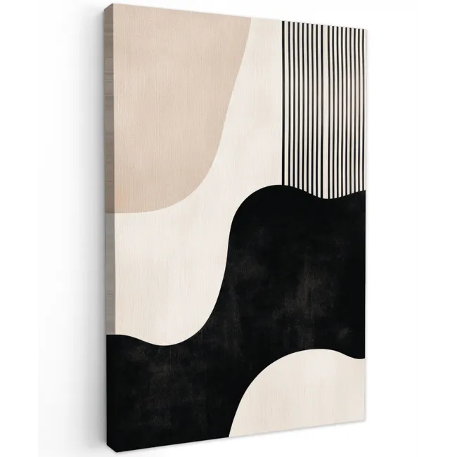 Abstract - Japandi - Beige - Modern Tuinposter op houten frame 2 cm dik klein -3d