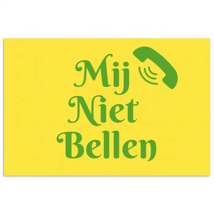 Mij niet bellen - Telefoon - Geel poster papier klein -3d