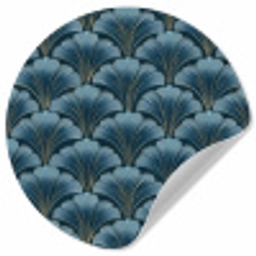 Patroon - Ginkgoblad - Blauw Wandcirkel behangsticker klein 186 -3d