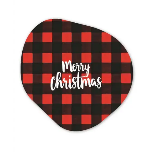 Geruit - Rood - Tekst - Christmas Wandcirkel Organisch Forex 3mm klein -3d