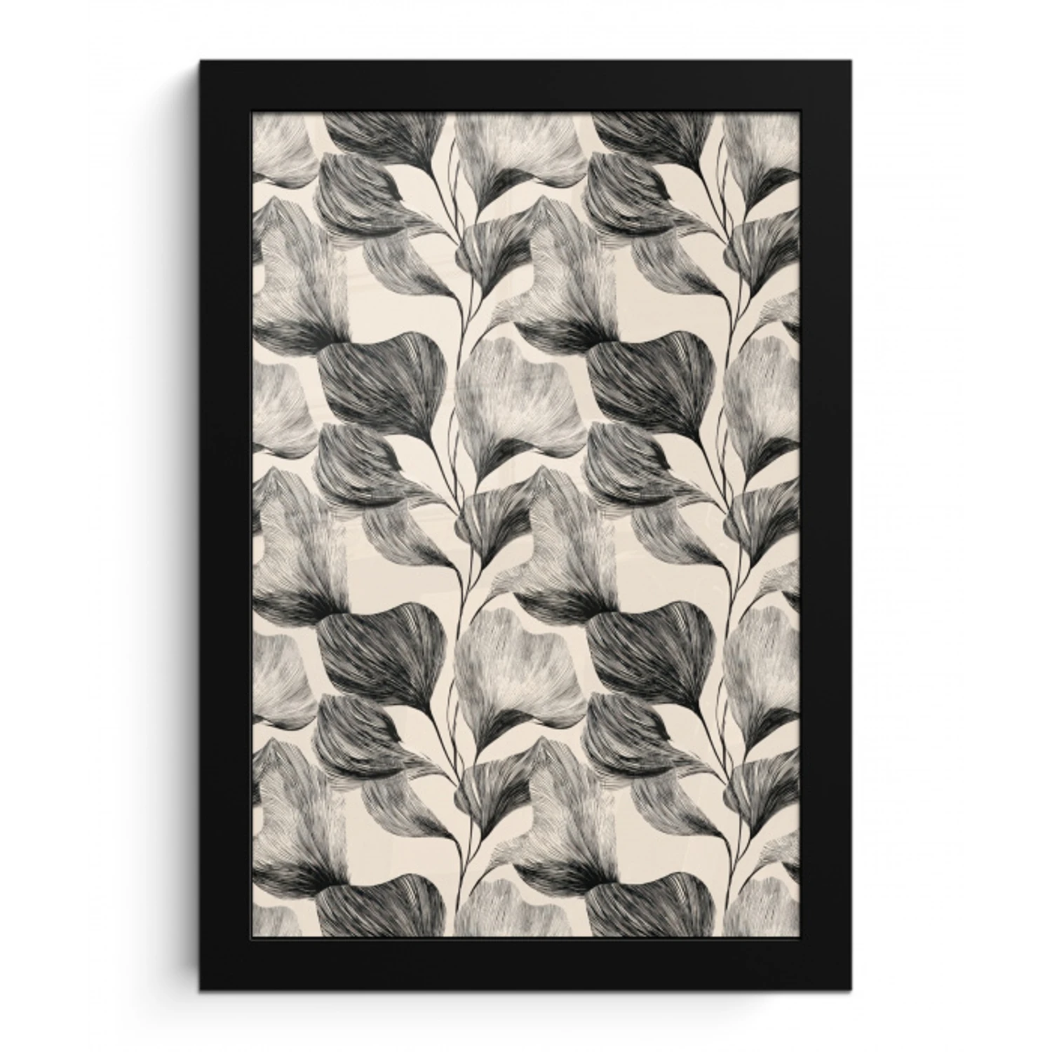 Botanisch - Bladeren - Zwart fotolijst zwart zonder passe partout klein 224 -3d