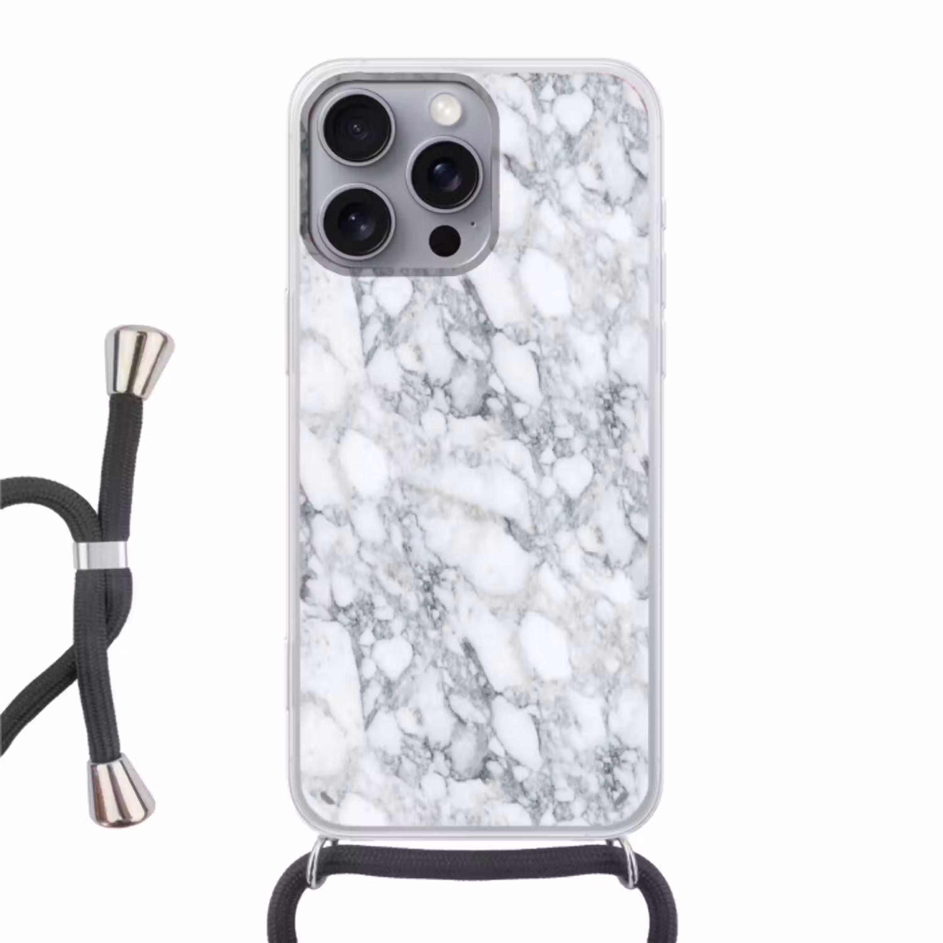 Mozaïek - Marmer - Wit - Onregelmatig Hoesje iPhone 16 Pro Max met koord klein 804 -3d