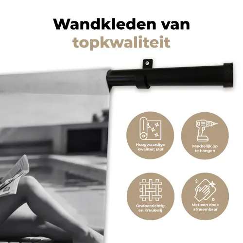 Glamour - Modern - Zwart - Wit Wandkleed katoen klein -sfeer2