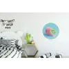 Kiwi - Blauw - Surrealistisch Wandcirkel aluminium klein -kinderkamer