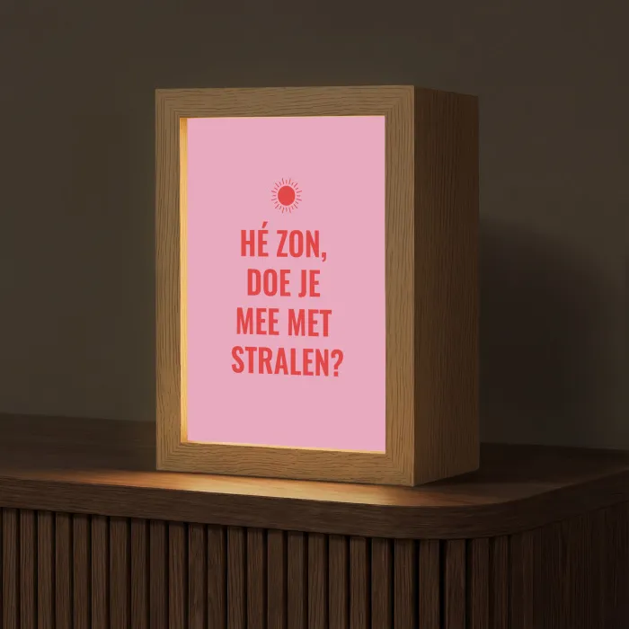 Roze - Zon - Quote Light Box met kabel (Tafellamp) klein -z3d_website