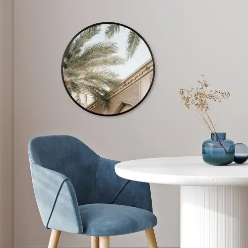 Gebouw - Palmbomen - Beige - Zon Fotolijst rond zonder passe partout klein -sfeer2