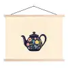 Theepot - Kleurrijk - Bloemen textielposter latten blank klein -3d