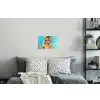 Bloemen - Vrouw - Zonnebril - Blauw Muursticker klein -slaapkamer