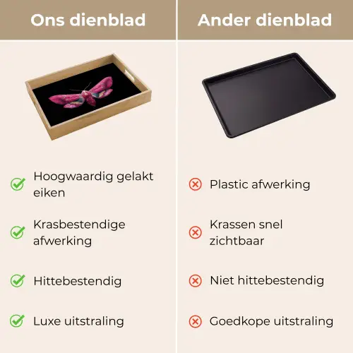 Vlinder - Roze - Nachtvlinder Dienblad Rechthoek middel -USP_VergelijkingNL