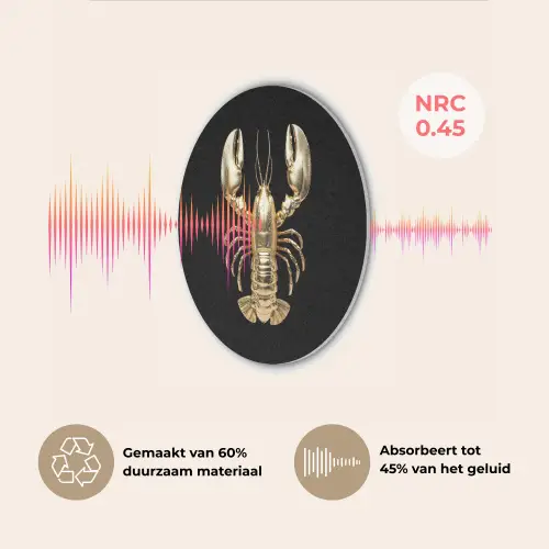 Kreeft - Goud - Textuur - Zwart Akoestische PET Vilt - Rond klein -USP_NL