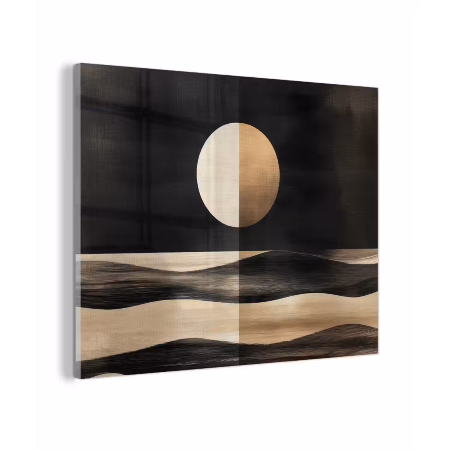 Glas schilderij - Maan - Cirkel - Goud