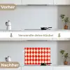 Golvend patroon - Retro - Rood - Beige keuken achterwand spatscherm klein 900 -voor_na_DE