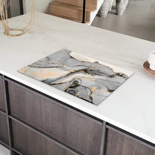 Marmer - Goud - Grijs Inductie beschermer vinyl 3mm klein -sfeer8