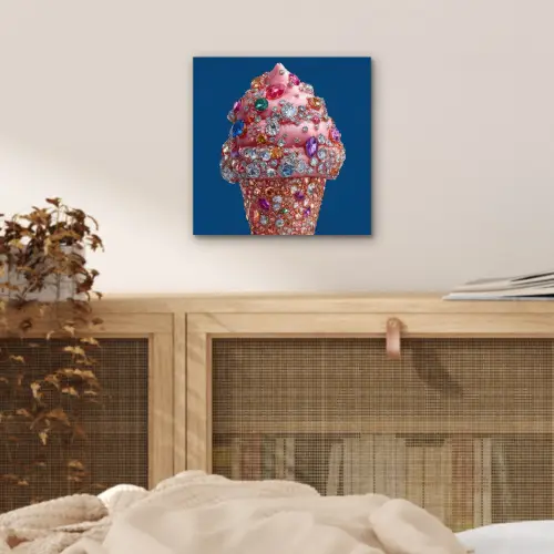 Ijsje - Hoorntje - Steentjes - Blauw aluminium wit klein -sfeer3