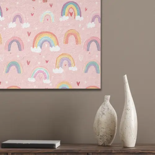 Regenboog - Patroon - Pastel - Handgetekend PET vilt klein -sfeer6_closeup