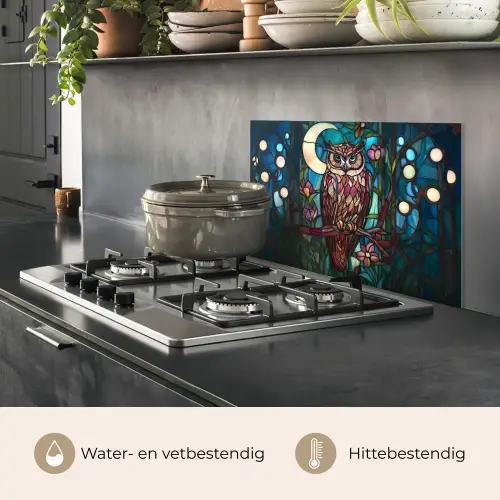 Uil - Mozaïek - Maan - Nacht keuken achterwand spatscherm klein -usp_NL