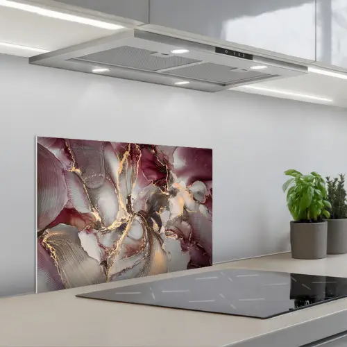 Goud - Marmer - Paars keuken achterwand spatscherm klein -3d_schuin