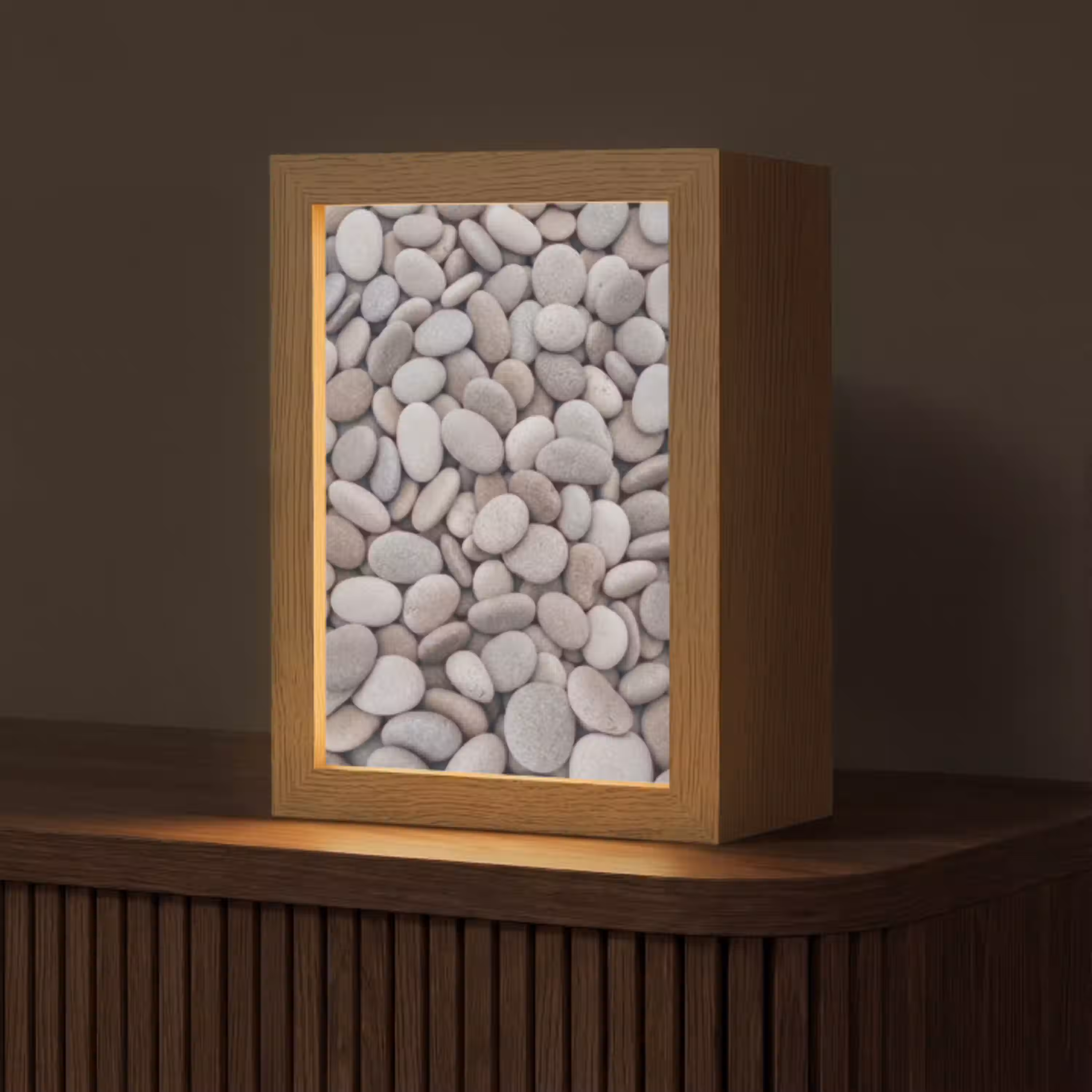 Kiezels - Stenen - Grijs Light Box met kabel (Tafellamp) klein -z3d_website