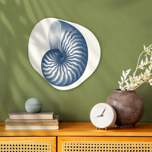Blauw - Schelp - Spiraal Wandcirkel Organisch Forex 3mm klein -sfeer2
