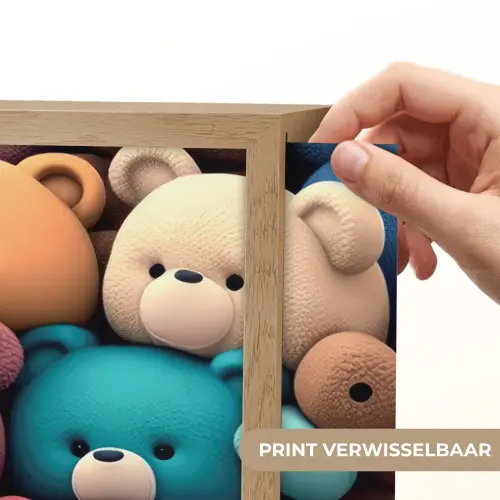 Knuffelbeer - Knuffel - Roze - Blauw - Bruin - Kind Light Box met batterij (Wandlamp kind) middel -USP_websiteprintNL