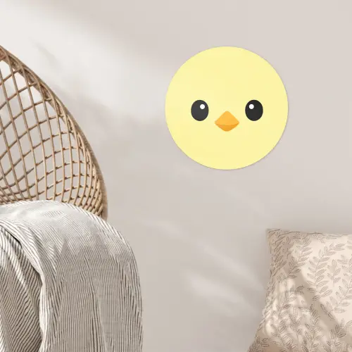 Kuiken - Vrolijk - Geel - Minimalistisch Wandcirkel behangsticker klein -sfeer4