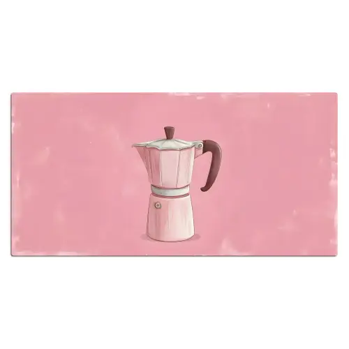 Roze - Mokkapot - Illustratie - Koffie Muismat XXL klein -3d_leeg