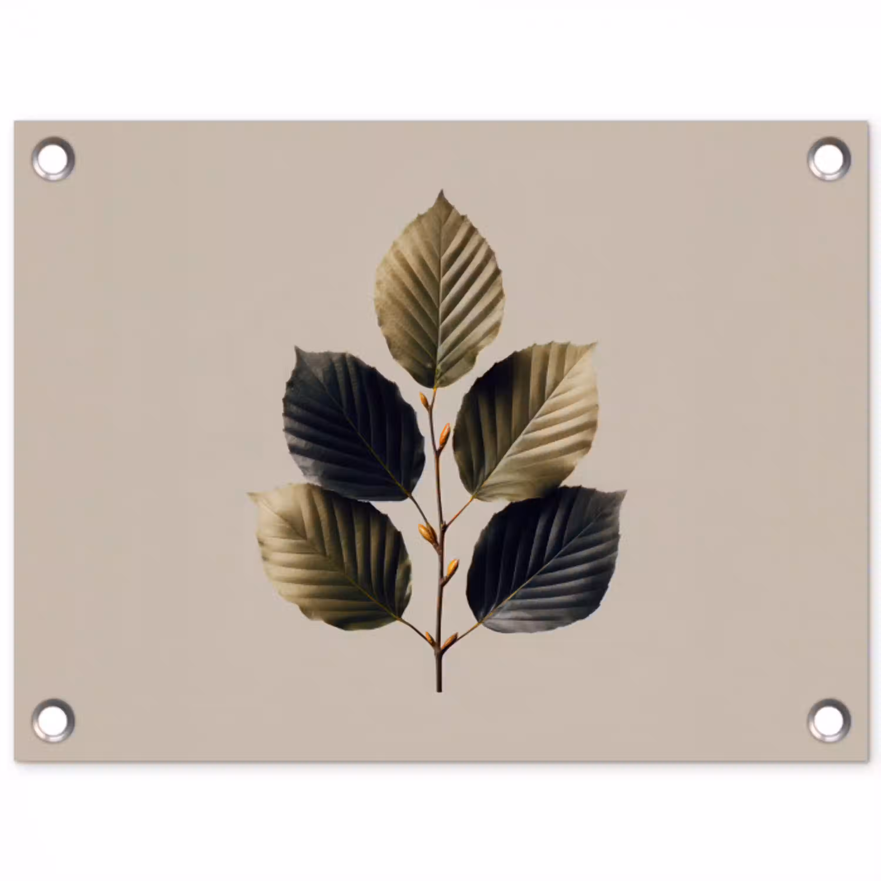 Beukenbladeren - Bruin - Groen - neutraal tuinposter los doek klein -3d