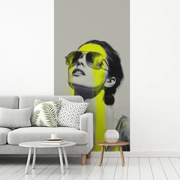 Vrouw - Bril - Verf fotobehang vinyl groot -woonkamer