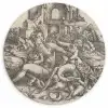 Leda en de zwaan met haar vier kinderen - Schilderij van Meester IB met de vogel Wandcirkel kunststof plaat 5mm dik klein -3d