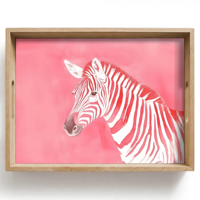 Zebra - Pink - Verf Dienblad Rechthoek middel -z3d_shopping