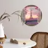 Doorkijk - Parijs - Eiffeltoren - Roze - Kersenbloesem Wandcirkel plexiglas klein -sfeer4