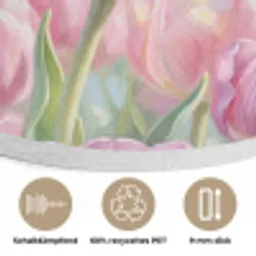 Tulpen - Veld - Lente - Roze Akoestische PET Vilt - Rond klein -closeup_DE