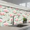Rozen - Vogels - Pastel - Kleurrijk keuken achterwand 2 middel 871 -3d_schuin