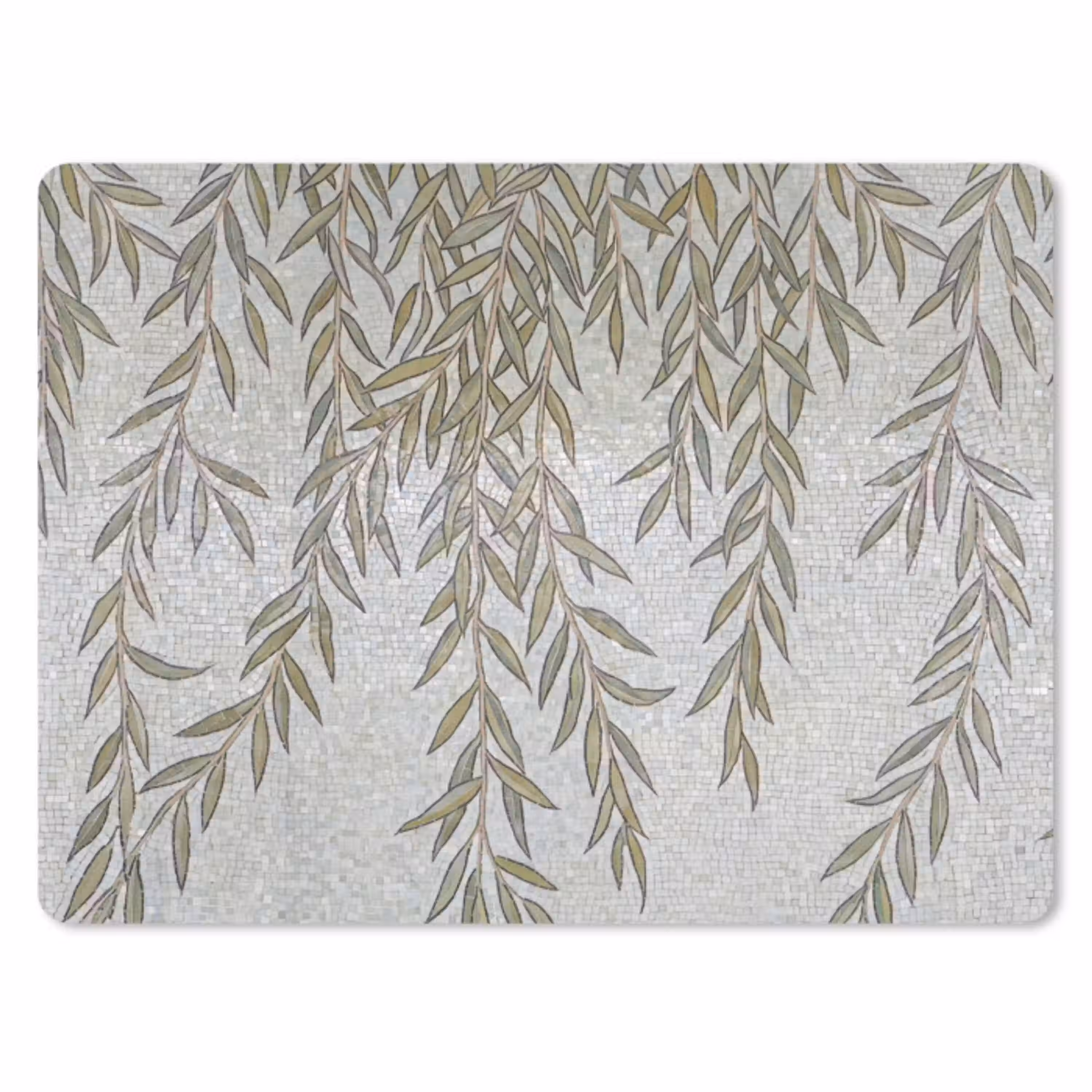 Planten - Mozaïek - Patroon - Groen - Blauw muismat rubber klein -3d
