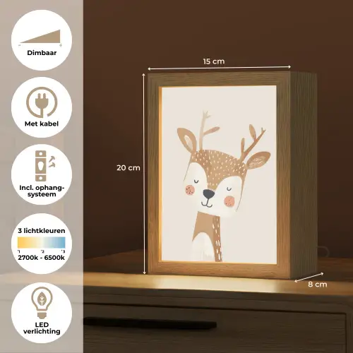 Hert - Bosdieren - Beige Light Box met kabel klein -USP_NL