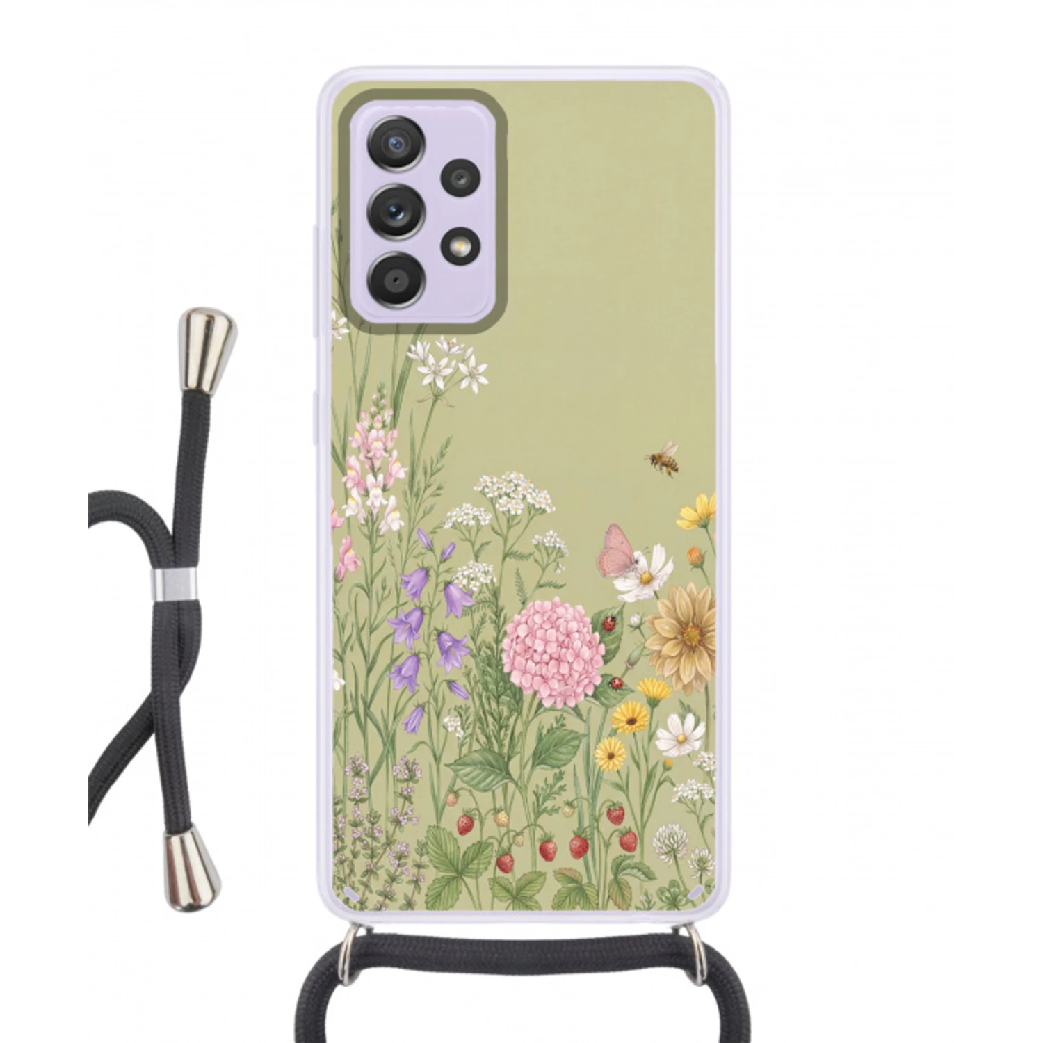Botanisch - Bloemen - Kleurrijk Hoesje Samsung Galaxy A52 5G met koord klein -3d