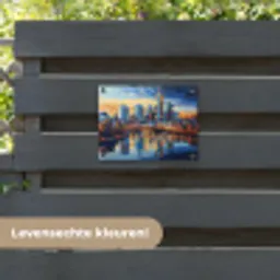 Zonsondergang Frankfurt - Stad - Skyline - Water tuinposter los doek klein -sfeer3