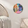 Geel - Blauw - Oranje - Huis Wandcirkel kunststof plaat 5mm dik klein -sfeer5