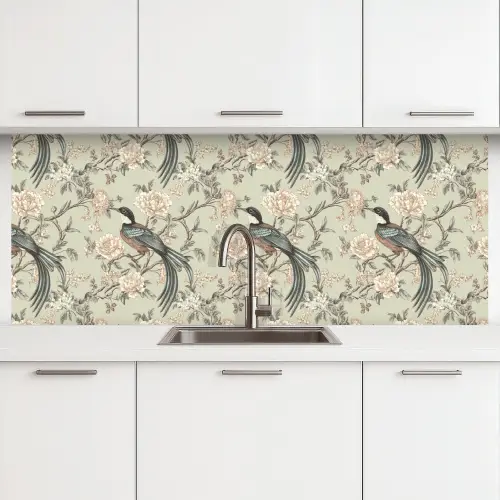 Bloem - Vogel - Kleurrijk keuken achterwand 2 middel 871 -3d