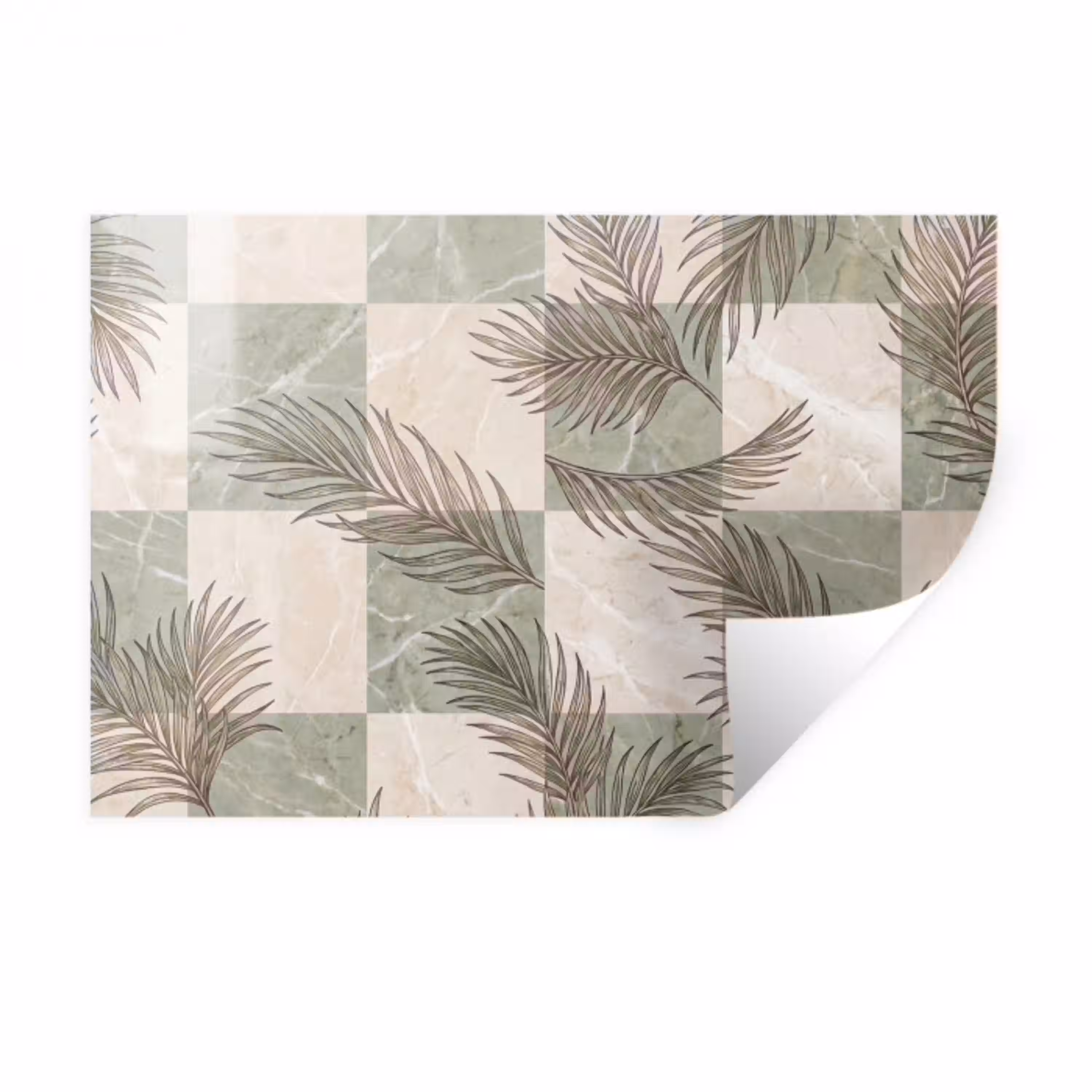 Planten - Bladeren - Marmer - Modern - Groen Muursticker klein -3d
